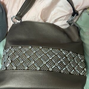Chic Studded Gray Women's Shoulder Bag